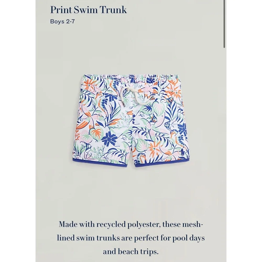 Polo Ralph Lauren Boys 4 Multi Print Swim Trunk New Tropical Floral Seahorse